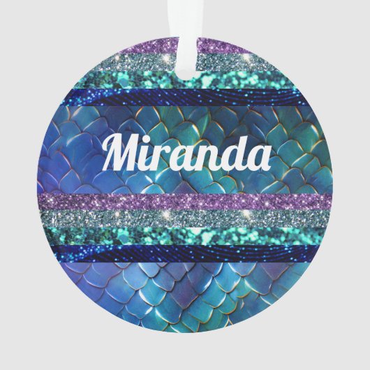 Zeemeermin Motief Glitter Gepersonaliseerd ontwerp Ornament (achterkant)