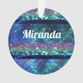 Zeemeermin Motief Glitter Gepersonaliseerd ontwerp Ornament (voorkant)