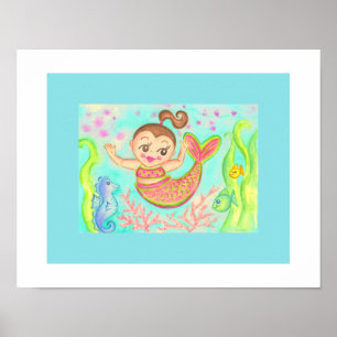 Zeemeermin Muur Kunst Print
