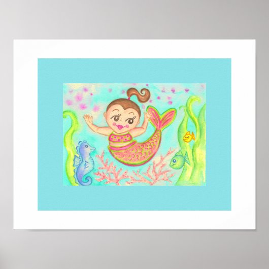 Zeemeermin Muur Kunst Print (Voorkant)