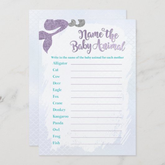 Zeemeermin Naam de Baby Animal Game Kaarten (Voorkant / Achterkant)