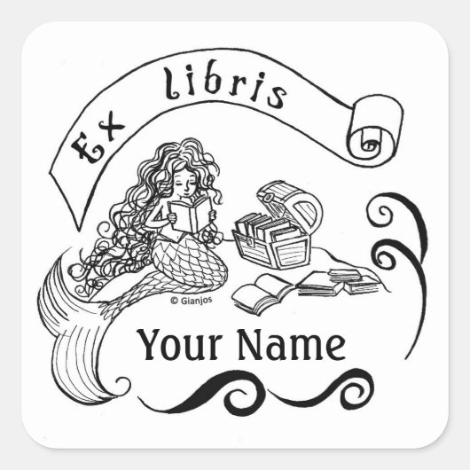Zeemeermin naam label / ex libris / bookplate (Voorkant)