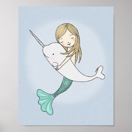 Zeemeermin Narwhal Poster Zoete Zeevaart Muur Deco (Voorkant)
