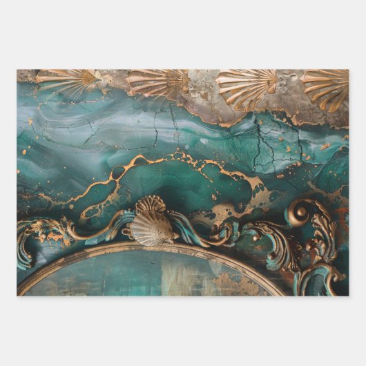 Zeemeermin Nautisch Zwaar Gewicht Decoupage Tripti Inpakpapier Vel (Voorkant 3)