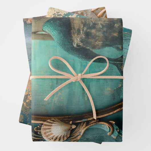 Zeemeermin Nautisch Zwaar Gewicht Decoupage Tripti Inpakpapier Vel (In situ)