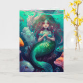 Zeemeermin, Oceaan, Vis, Grafische Kunst Kaart (Gele Bloem)