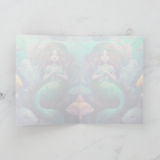 Zeemeermin, Oceaan, Vis, Grafische Kunstkaart Kaart (Binnen)