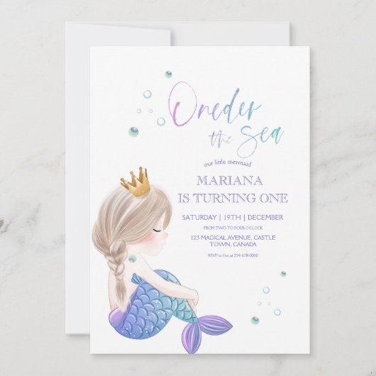 Zeemeermin Oceaankleurige Zee Meisjesachtige 1e Ve Kaart (Voorkant)