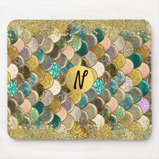 Zeemeermin Oceaanschubben Glamour Chic Glitter Muismat (Voorkant)