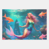 Zeemeermin Ocean Fish Girl's 3 Inpakpapier Vel (Voorkant 3)