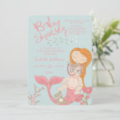 Zeemeermin Ocean Girl Roze Baby shower Uitnodiging (Staand voorkant)