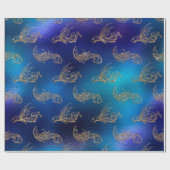 Zeemeermin Ocean Glitter Blue Navy Zee Creatures Cadeaupapier (Vlak)