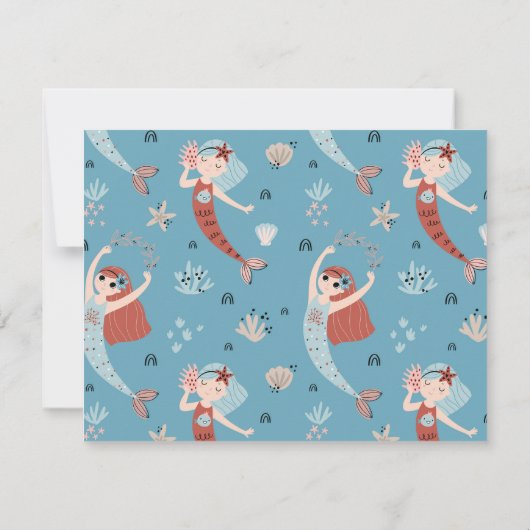 Zeemeermin Ocean Zee Beach Party Octopus Verjaarda Kaart (Achterkant)