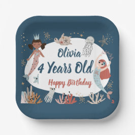 Zeemeermin Ocean Zee Beach Party Octopus Verjaarda Papieren Bordje