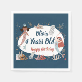 Zeemeermin Ocean Zee Beach Party Octopus Verjaarda Servet