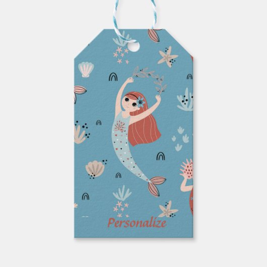 Zeemeermin Ocean Zee Kids Verjaardagsfeest Cadeaulabel (Voorkant)