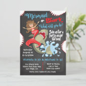 Zeemeermin of haai Verjaardag Pool Party Uitnodigi Kaart (Staand voorkant)