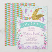 Zeemeermin of in het kader van de Baby shower van  Kaart (Voorkant / Achterkant)