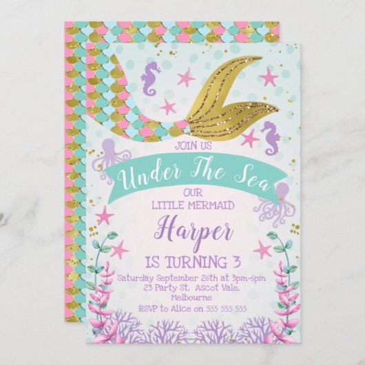 Zeemeermin of in het kader van de uitnodiging tot  (Voorkant / Achterkant)