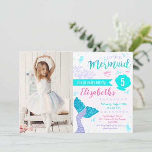 Zeemeermin of onder het Zee Aqua Blauwgroen verjaa Kaart (Staand voorkant)