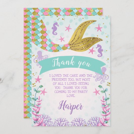 Zeemeermin of onder het Zee verjaardagskaart Kaart (Voorkant / Achterkant)