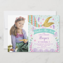 Zeemeermin of Onder Zee Foto verjaardagsuitnodigin Kaart