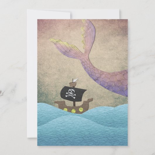 Zeemeermin of piraat Baby shower Kaart (Achterkant)
