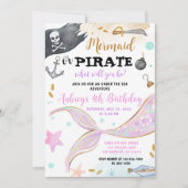 Zeemeermin of Piraten Verjaardag Onder het Zee Par Kaart (Voorkant)