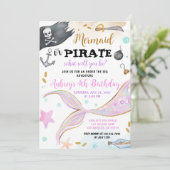 Zeemeermin of Piraten Verjaardag Onder het Zee Par Kaart (Staand voorkant)