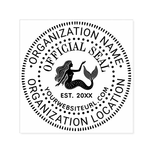 Zeemeermin Officiële Seal Naam Loc URL Datum inste Zelfinktende Stempel (Design)