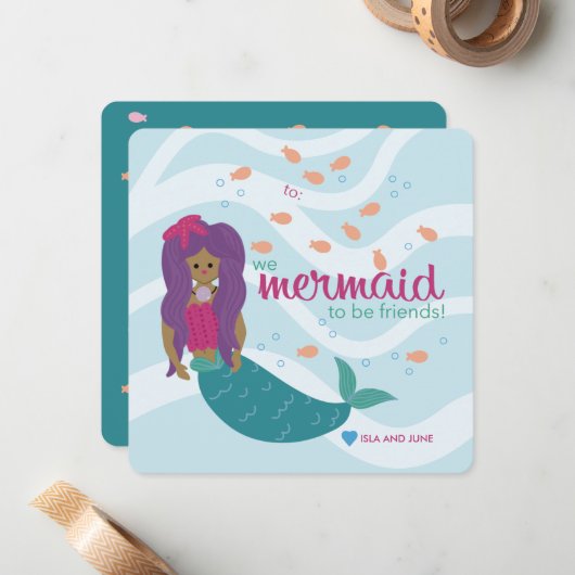 Zeemeermin om vrienden te zijn - L - Classroom Val Notitiekaartje (Voorkant / Achterkant in situ)