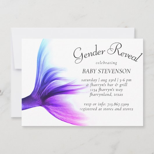 Zeemeermin Ombre | Blauw Roze Paarse Staartdouche Kaart (Voorkant)