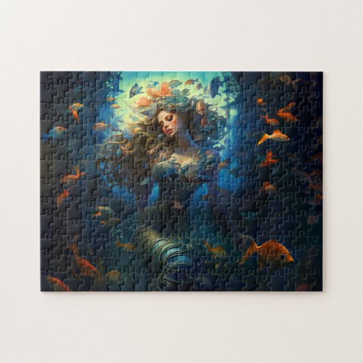 Zeemeermin Omringd Door Fantasie Schilderij Van Vi Legpuzzel (Horizontaal)