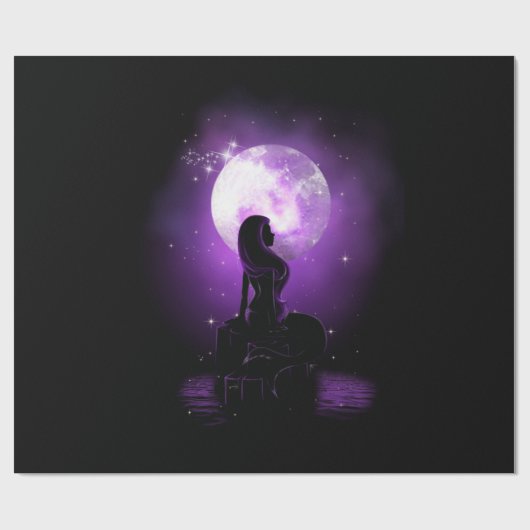 Zeemeermin onder de maan cadeaupapier (Vlak)