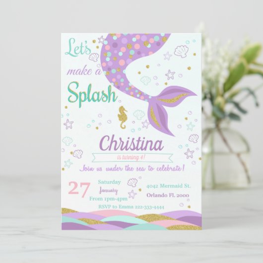 Zeemeermin onder de uitnodiging tot vrijdag van he (Staand voorkant)