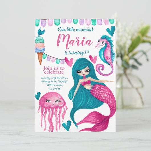 Zeemeermin onder de uitnodiging tot vrijdag van he (Staand voorkant)