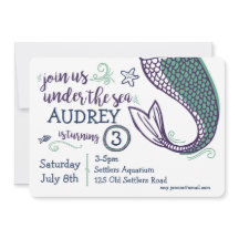 Zeemeermin onder de uitnodiging tot vrijdag van he