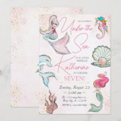 Zeemeermin onder de uitnodiging tot vrijdag van he (Voorkant / Achterkant)