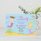 Zeemeermin onder de uitnodiging van de Birthday-ze (Staand voorkant)