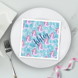 Zeemeermin onder de zee aquarel oceaan kinderfeest servet