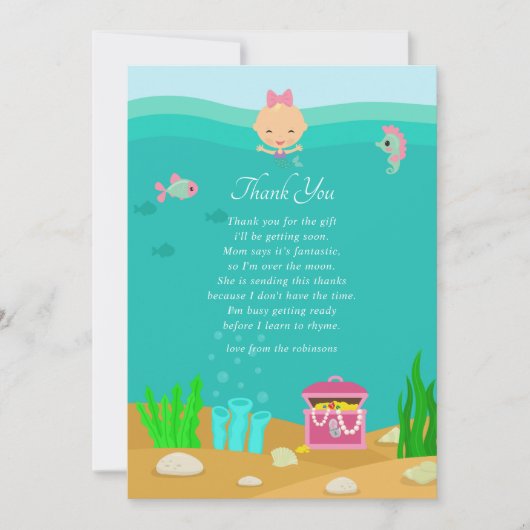 Zeemeermin Onder de Zee Baby Shower Bedankt (Voorkant)