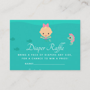 Zeemeermin Onder de Zee Baby Shower Luier Raffle Informatiekaartje