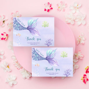 Zeemeermin Onder de zee Dank je wel Baby shower Bedankkaart