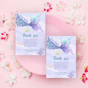 Zeemeermin Onder de zee Dank je wel Baby shower Bedankkaart