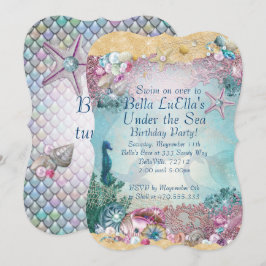 Zeemeermin onder de zee feestuitnodigingen kaart