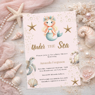 Zeemeermin onder de zee oceaan dieren Baby Shower Kaart