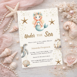 Zeemeermin onder de zee oceandieren Baby Shower Kaart