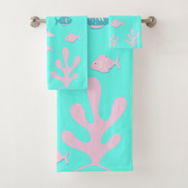 Zeemeermin Onder de Zee Pastel Roze Blauw Aqua Mei Bad Handdoek