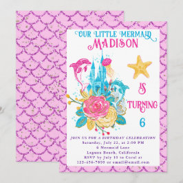 Zeemeermin Onder de Zee Roze Glitter Verjaardagsfe Kaart