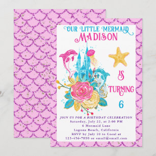 Zeemeermin Onder de Zee Roze Glitter Verjaardagsfe Kaart